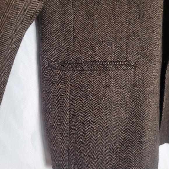 Lauren Ralph Lauren 100% Wool Brown Chevron 2 Button Blazer Suitcoat Size 46R - Picture 3 of 13